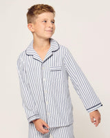 Kid's Twill Pajama Set in Navy French Ticking