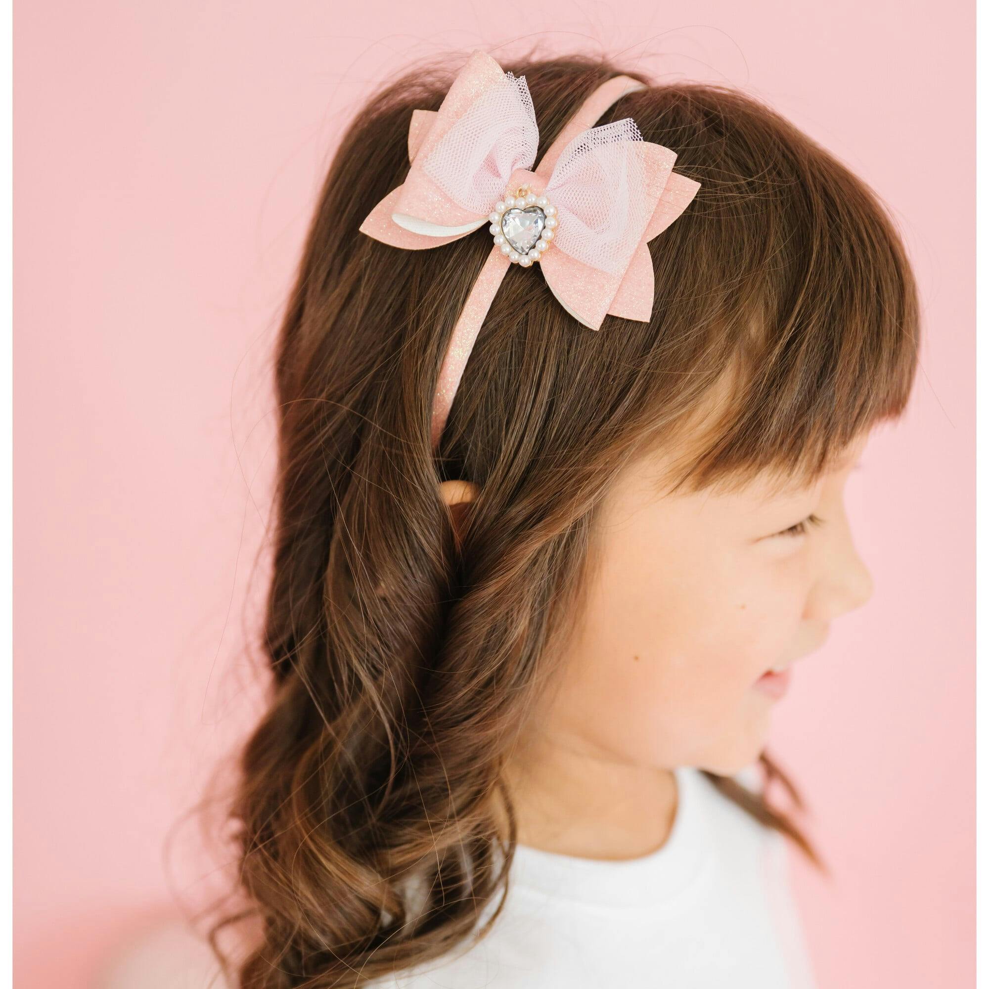 Heart Charm Glitter Bow Headband