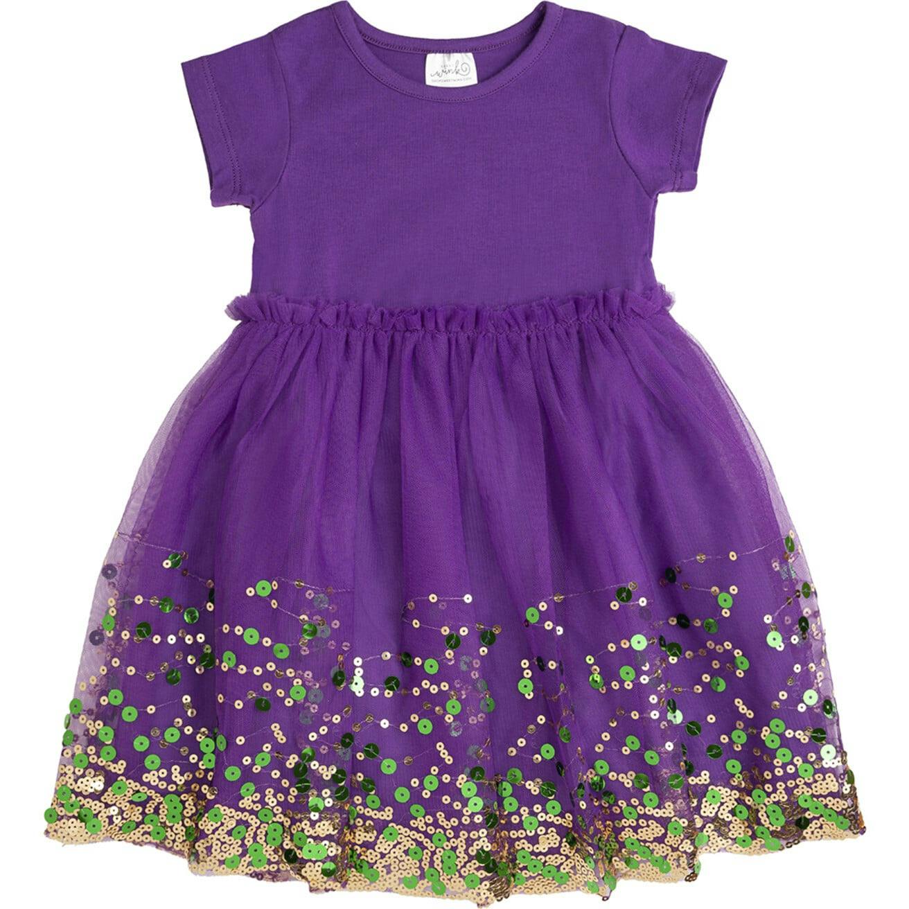 Mardi Gras Confetti Short Sleeve Tutu Dress