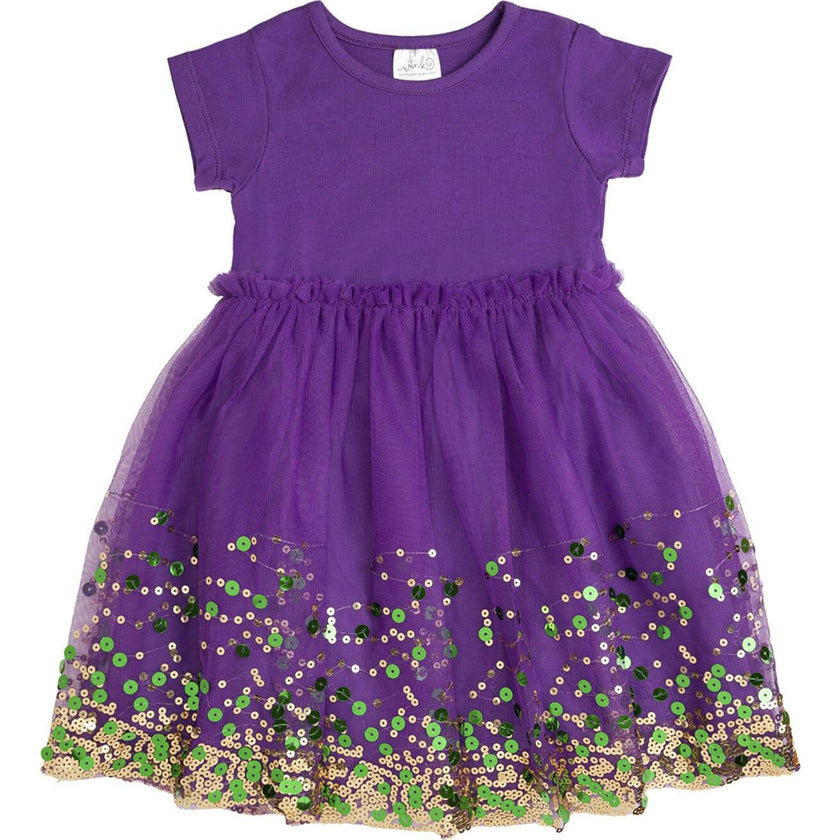 Mardi Gras Confetti Short Sleeve Tutu Dress