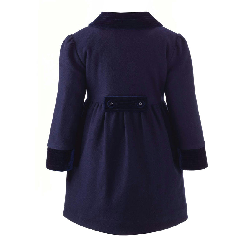 Vintage Velvet Trim Button-Front Skating Coat