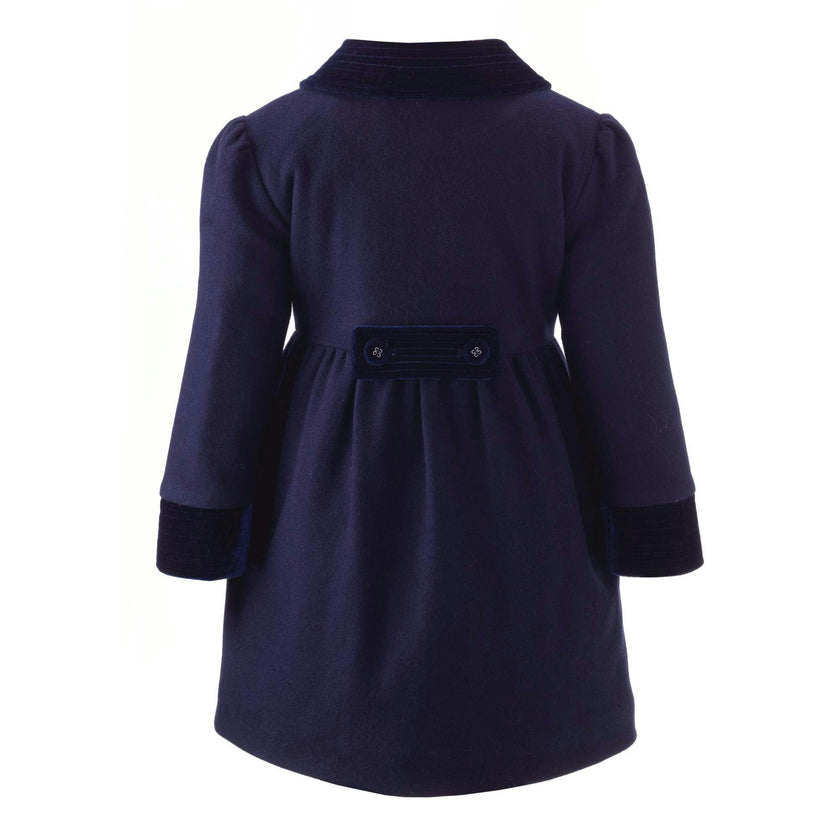 Vintage Velvet Trim Button-Front Skating Coat