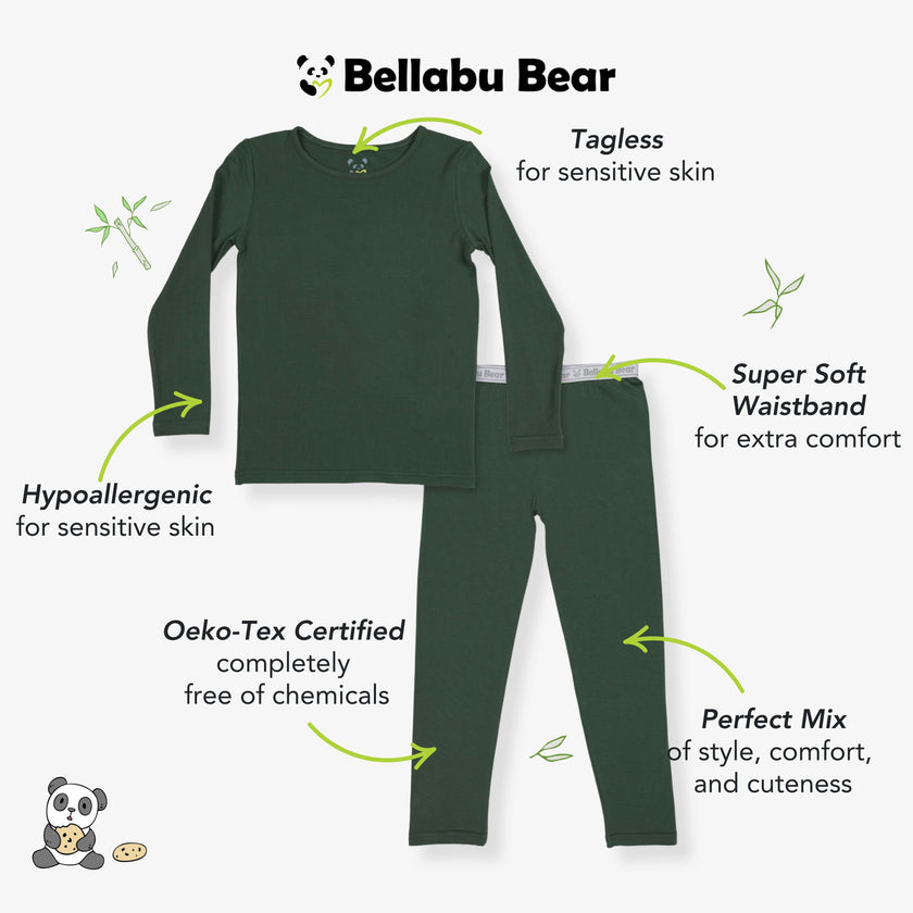 Pine Green Bamboo Kids Pajamas