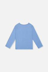 Brushed Rib Crew Neck Top Pale Blue