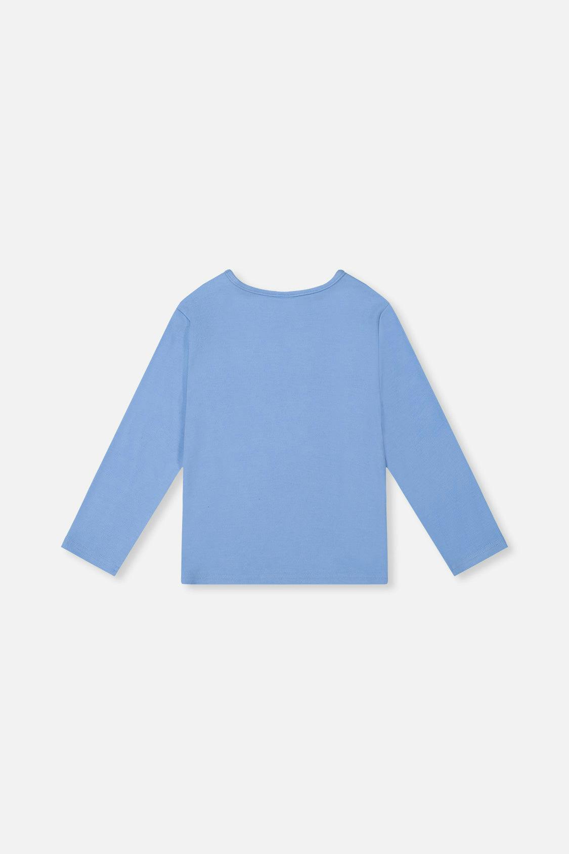 Brushed Rib Crew Neck Top Pale Blue