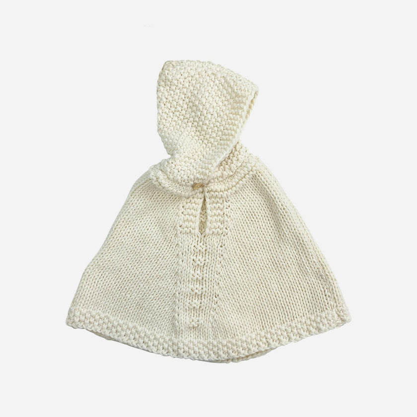 Poncho with hood, Cream