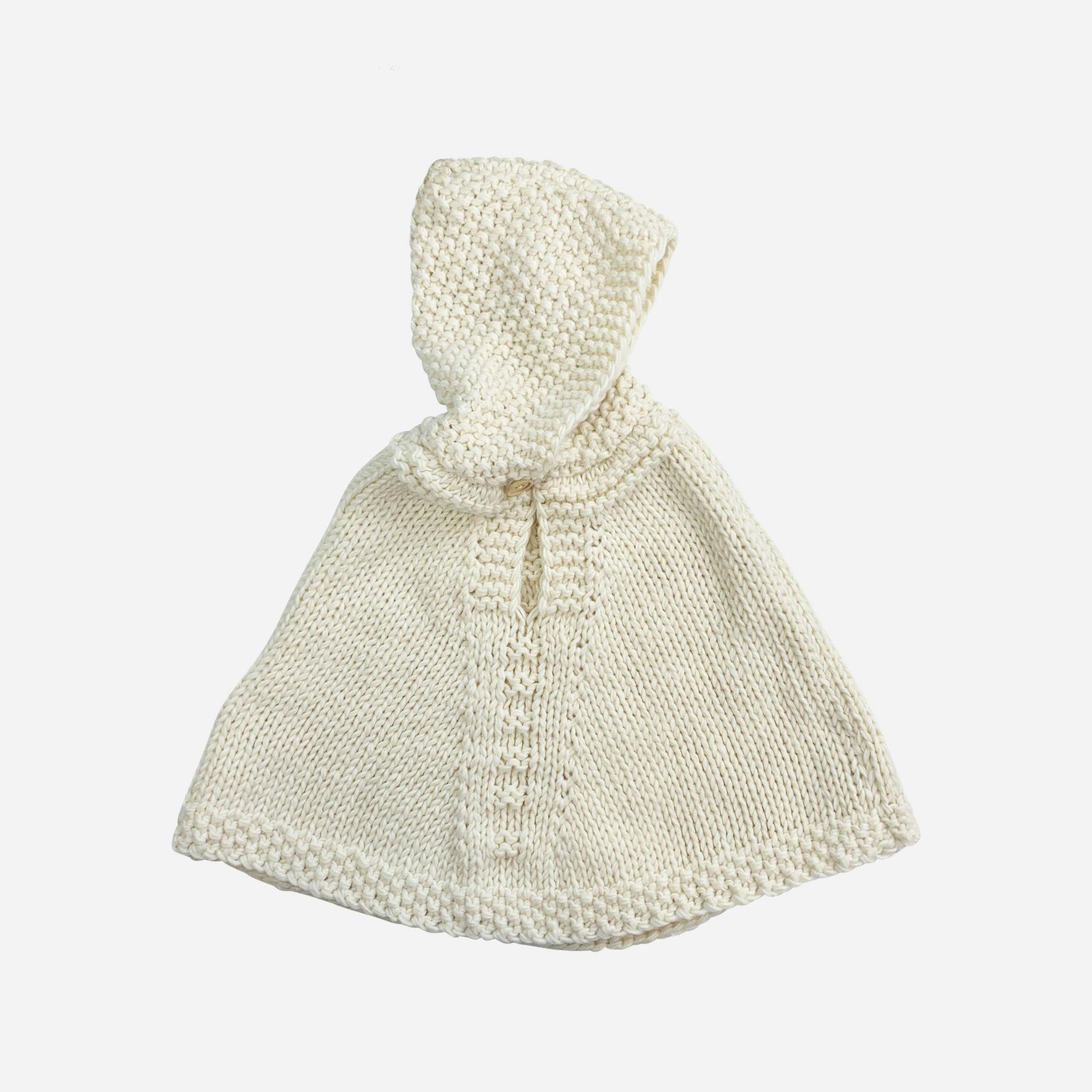Poncho with hood, Cream