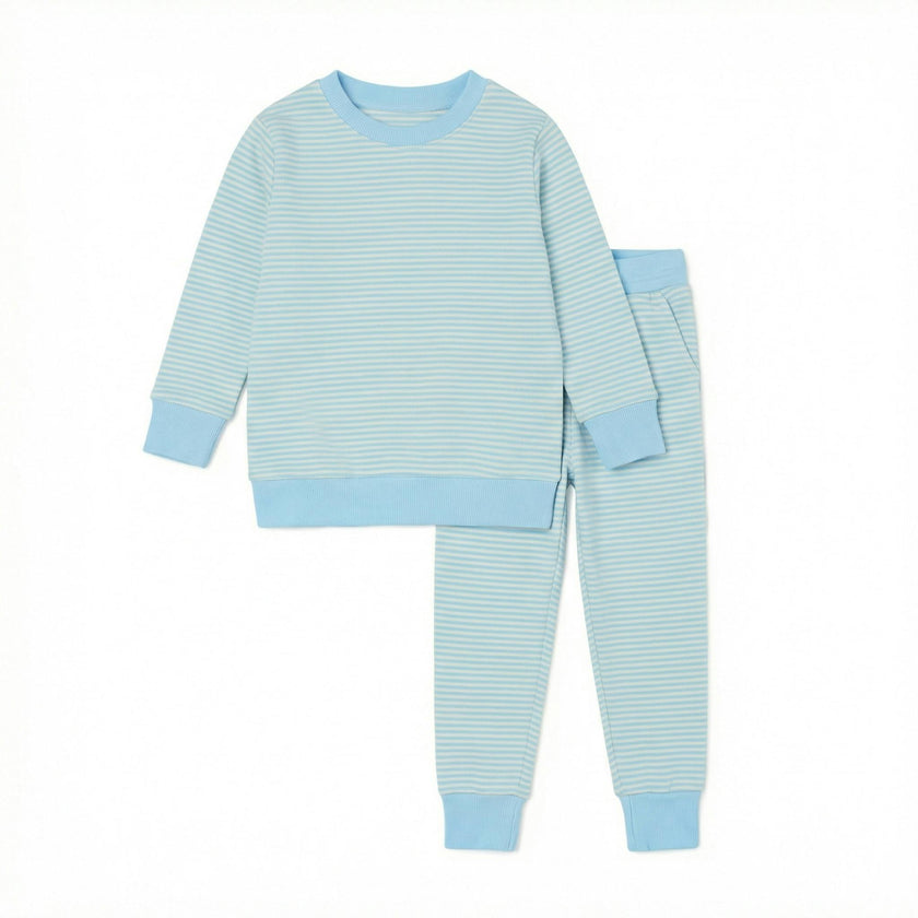 Seaside Stripe Little Lounger Bamboo Sweatsuit