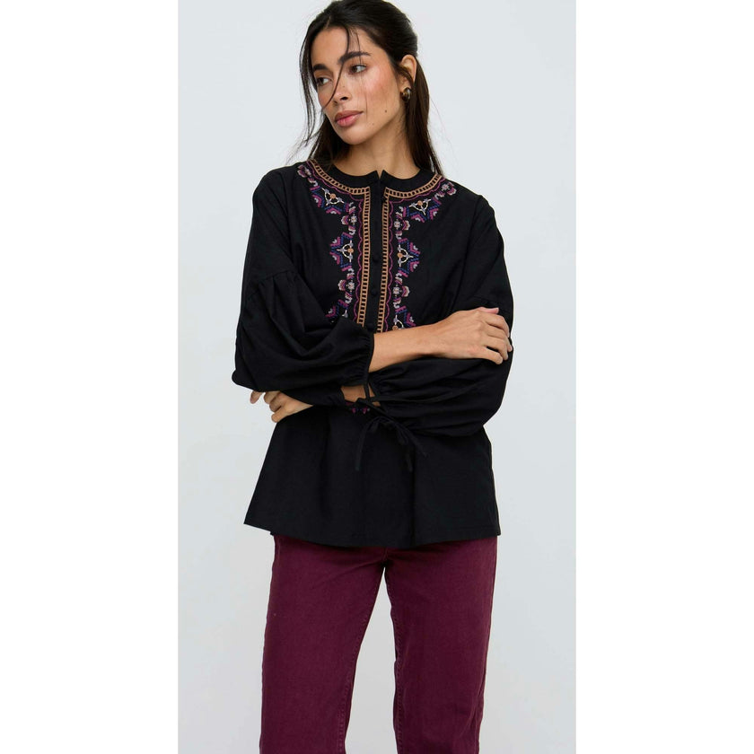 Anai Half Placket Embroidered Blouse