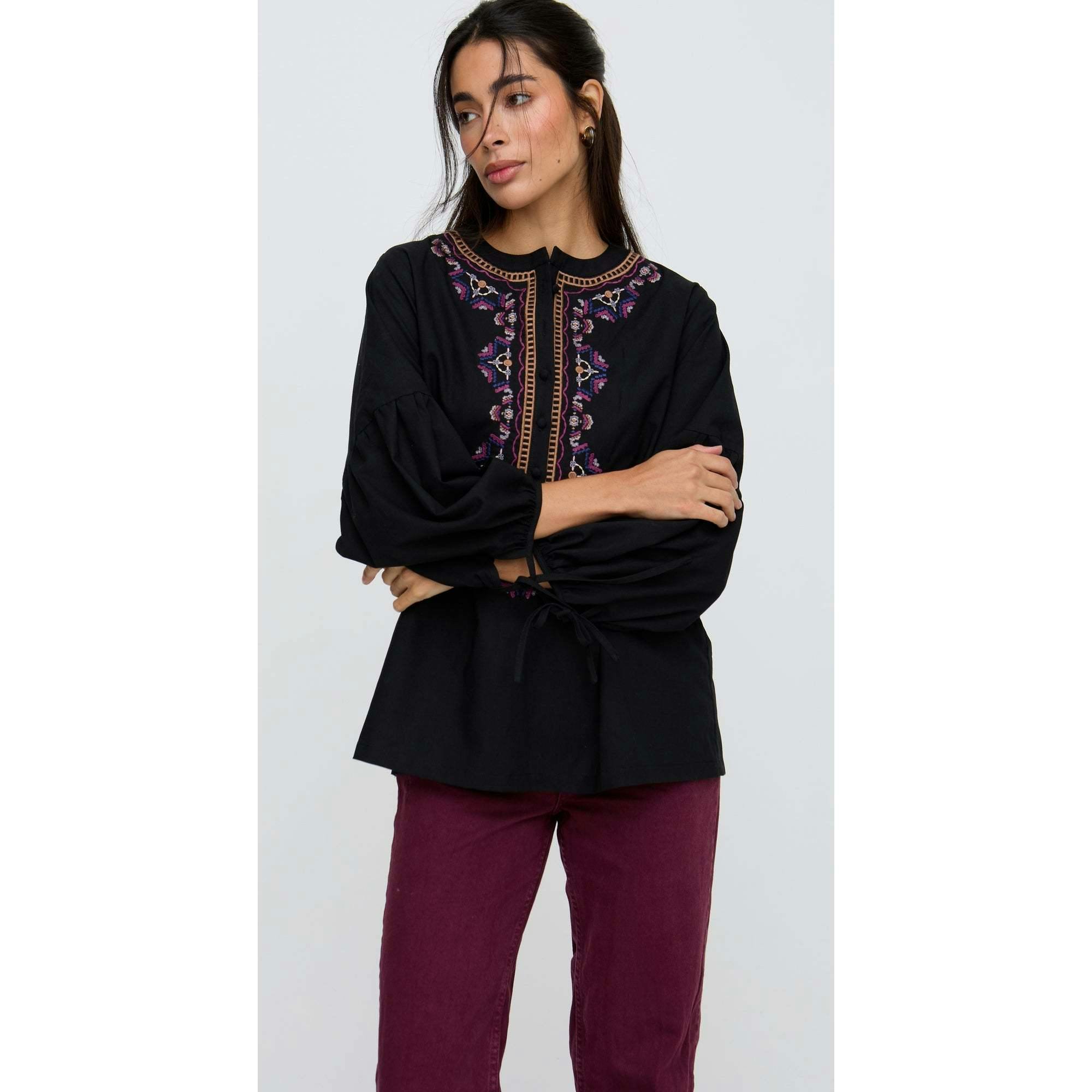 Anai Half Placket Embroidered Blouse