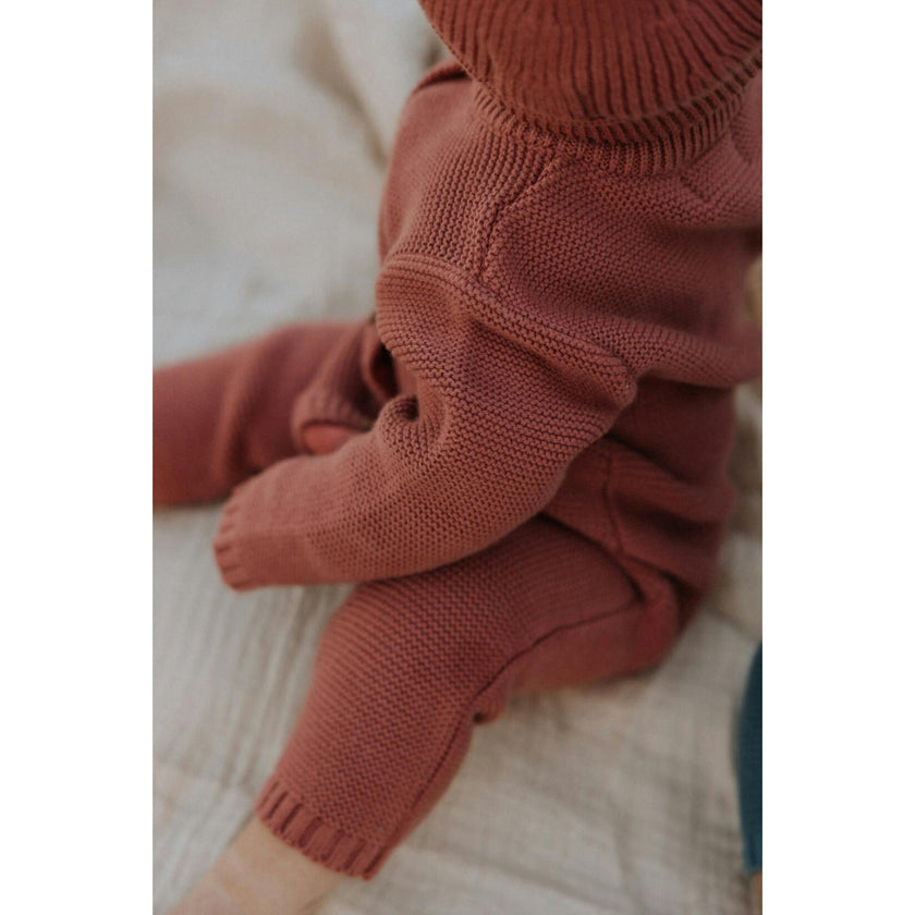 Penelope Garter Stitch Romper in Rosewood