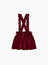 Burgundy Reina Velvet Girl Pinafore Skirt