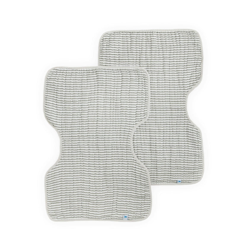 Cotton Muslin Burp Cloth 2 Pack - Grey Stripe