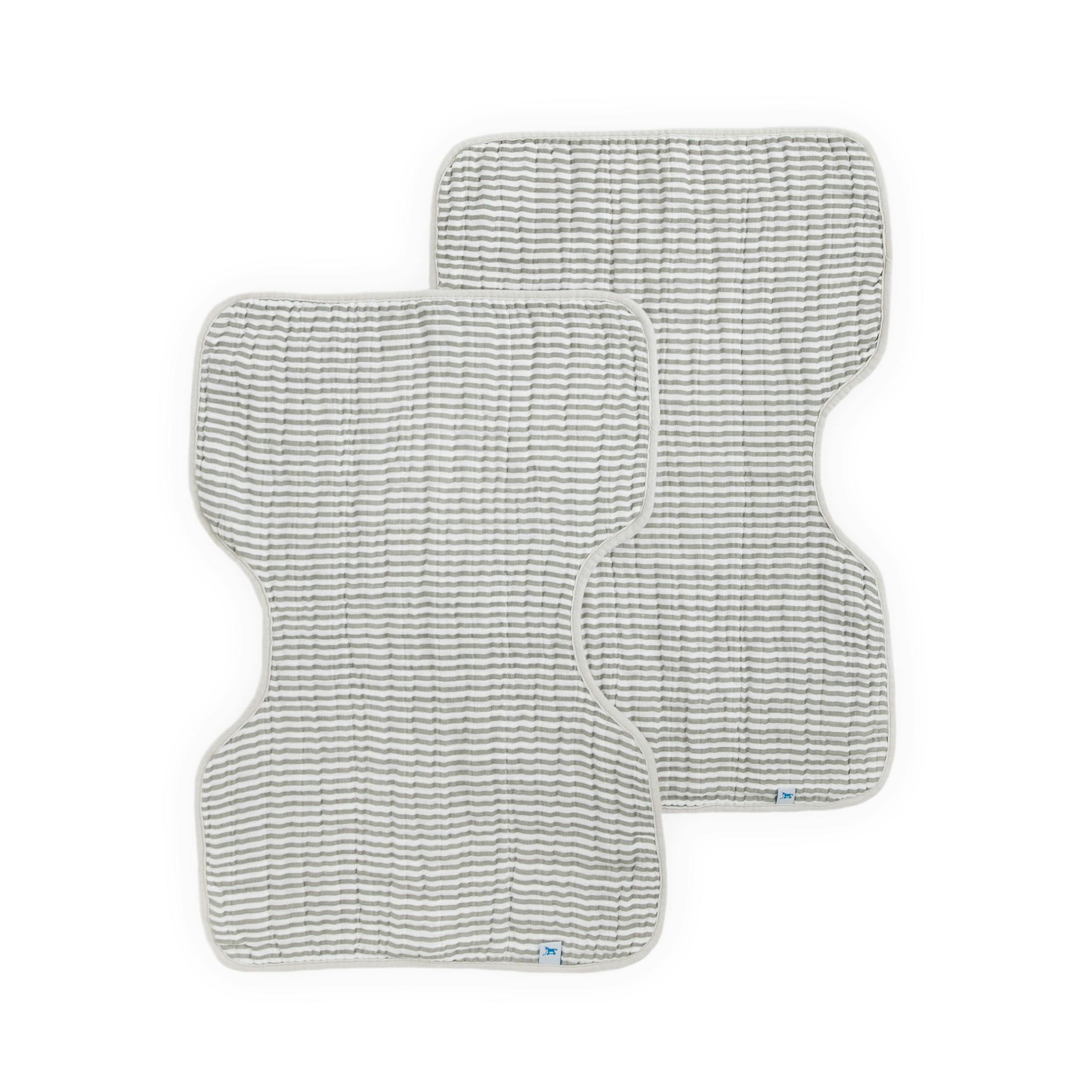 Cotton Muslin Burp Cloth 2 Pack - Grey Stripe