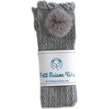 Grey Knee High Socks with Poms