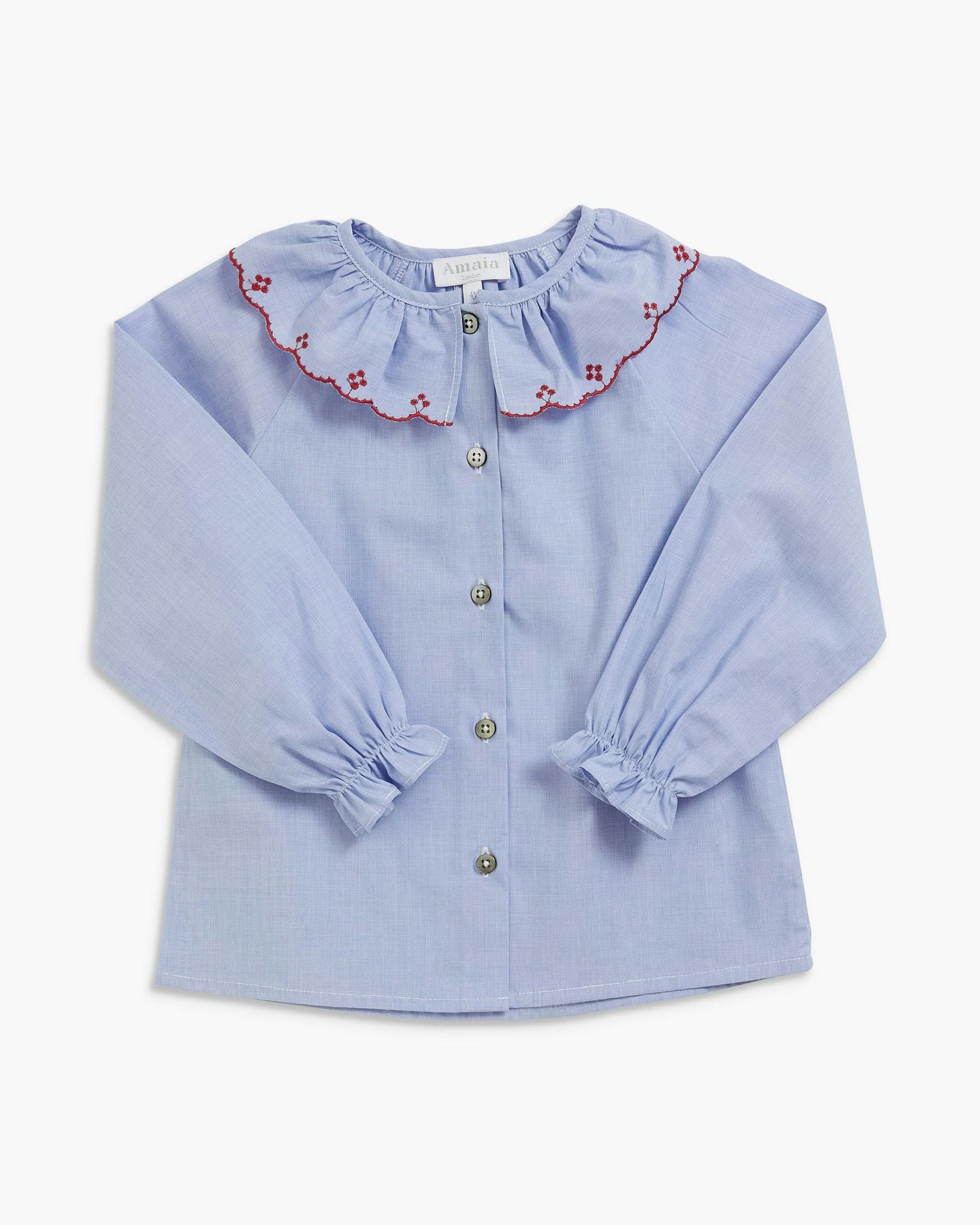 Anaise Blouse Sky Blue Fil a Fil