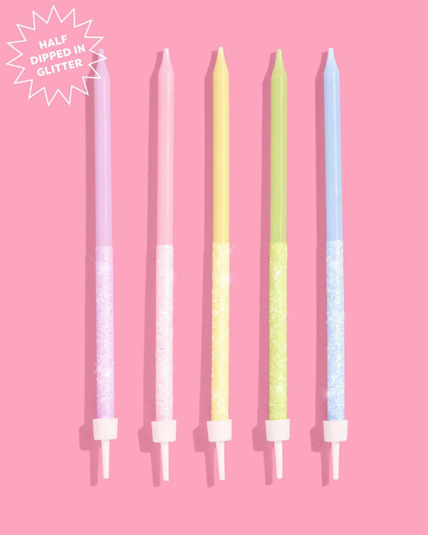 Pastel Glitter Candles - 10 glitter candles