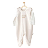Cream Bear Graphic Overall Babygrow