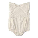 Organic Eyelet Flutter Romper- Ivory Eyelet