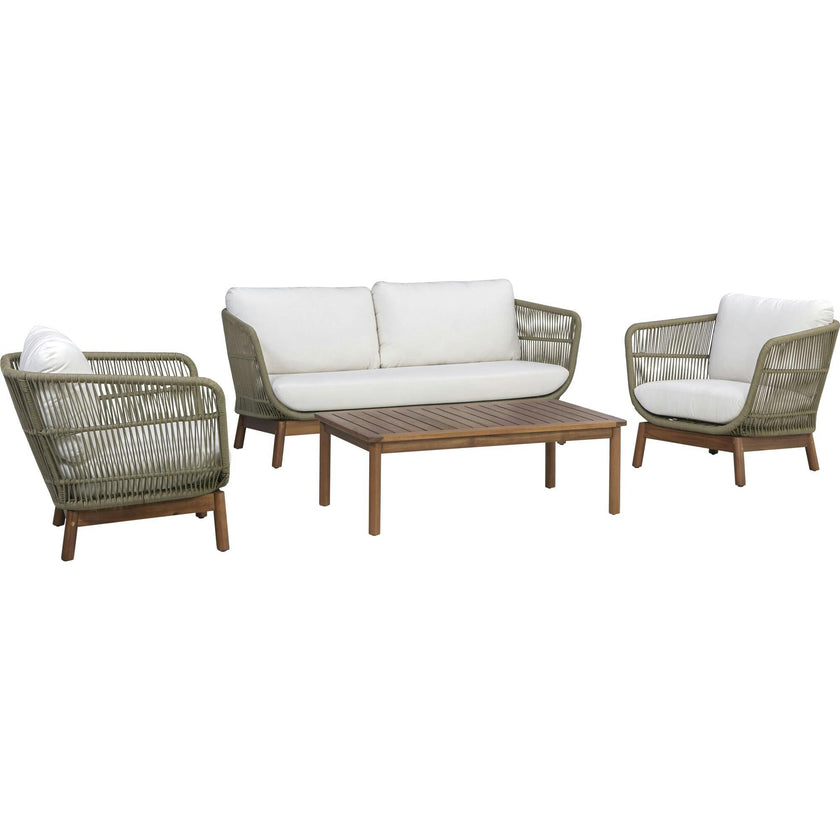 Teamson Home Outdoor Patio Sofa Set with Solid Acacia Base