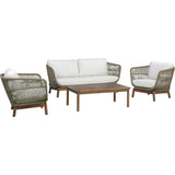 Teamson Home Outdoor Patio Sofa Set with Solid Acacia Base