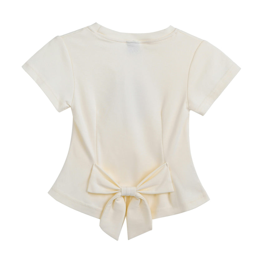 White Tee with Bow Back