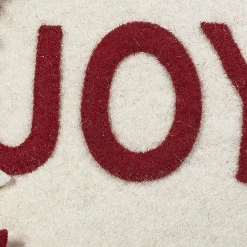 Hand Felted Wool Christmas Pillow - JOY Wreath Cream - 20"