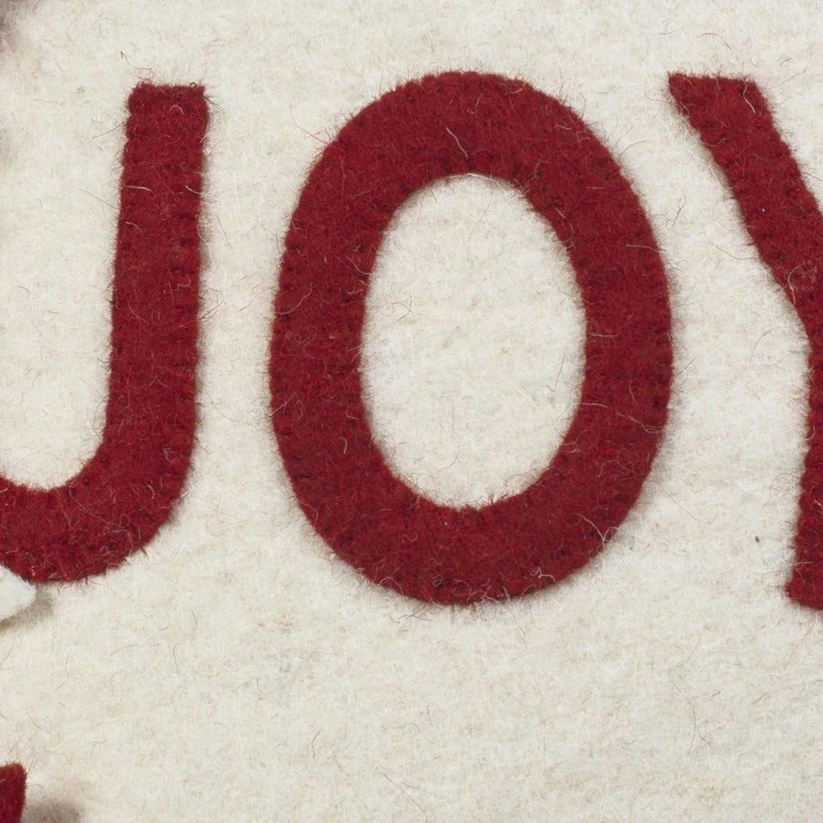 Hand Felted Wool Christmas Pillow - JOY Wreath Cream - 20