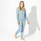 Holiday Plaid Blue Bamboo Women's Pajama Set