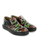 Slip On Patent Leather Sneakers, Black Red & green