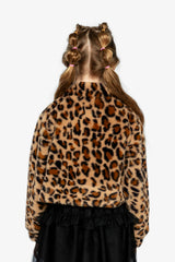 Faux Fur Jacket Brown Leopard Print