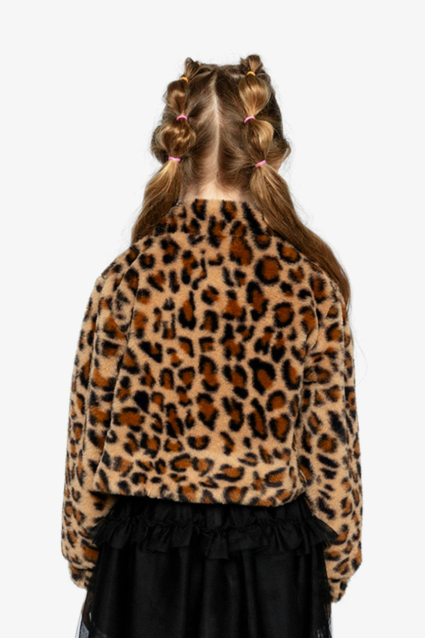 Faux Fur Jacket Brown Leopard Print