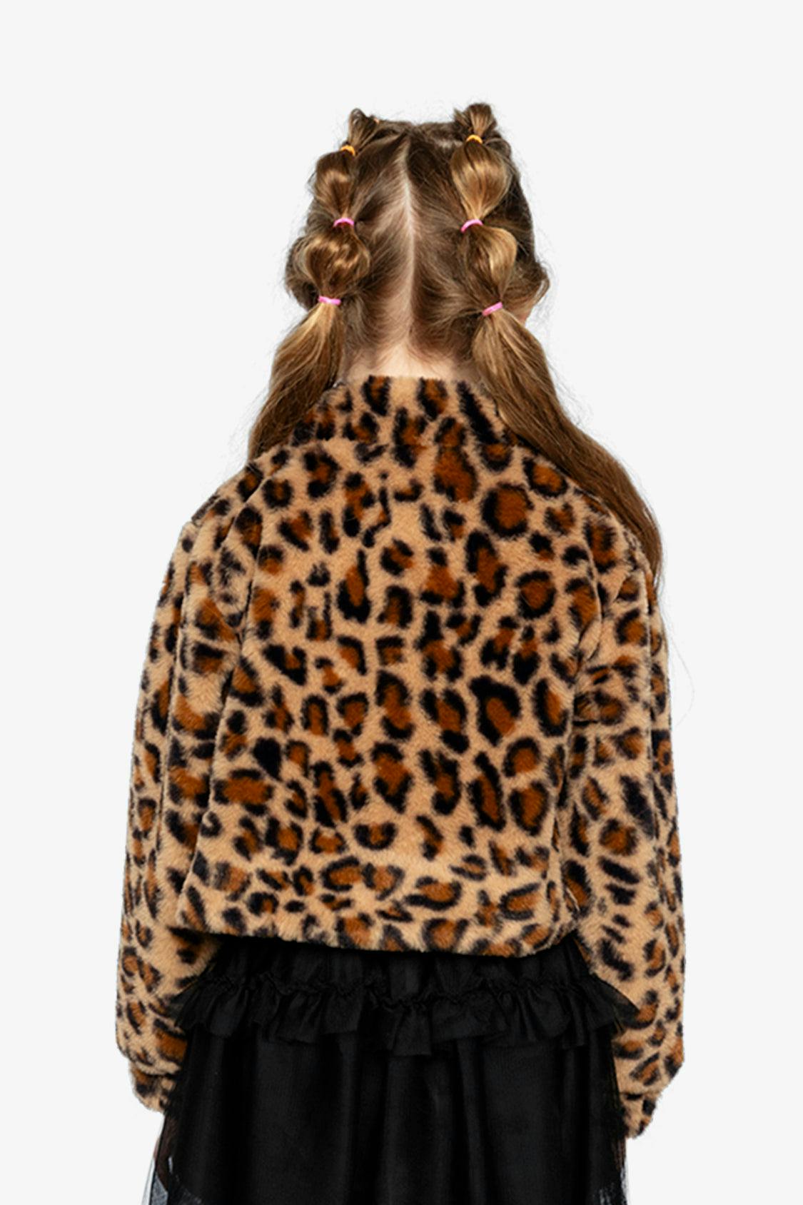 Faux Fur Jacket Brown Leopard Print