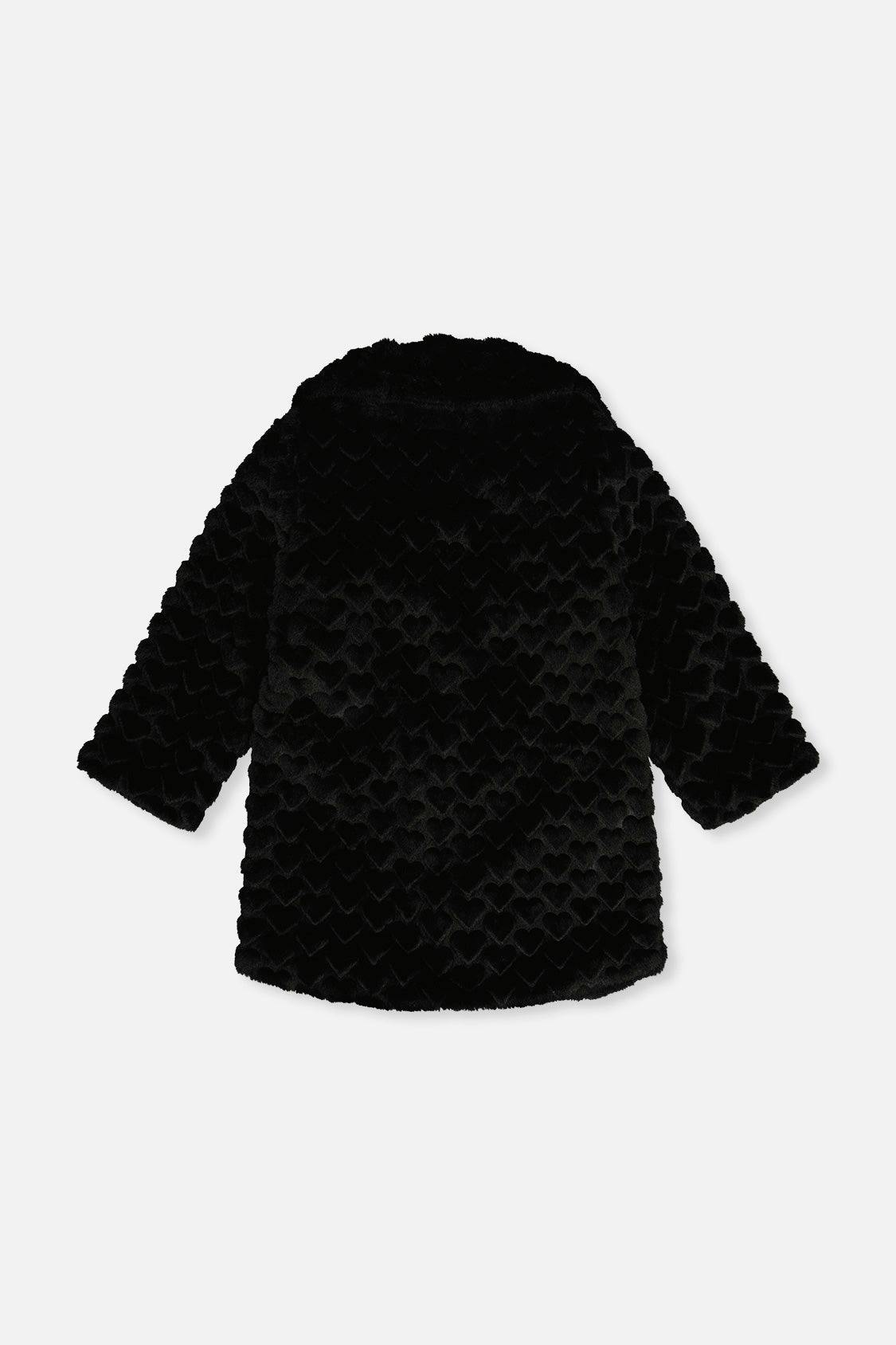 Faux Fur Long Coat Black