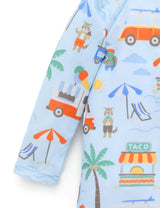 Printed L/S Sunsuit and Hat Cancun Print