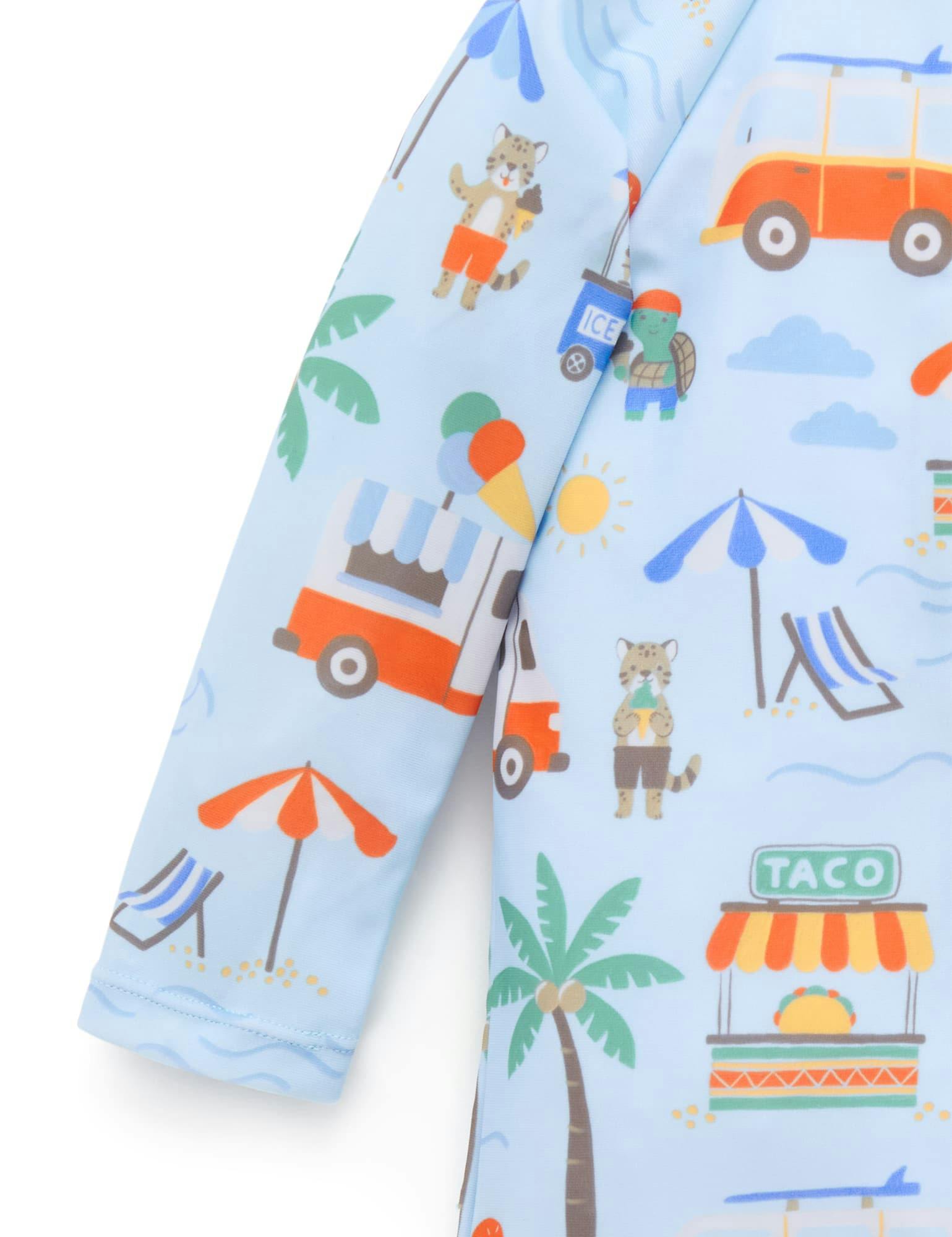Printed L/S Sunsuit and Hat Cancun Print