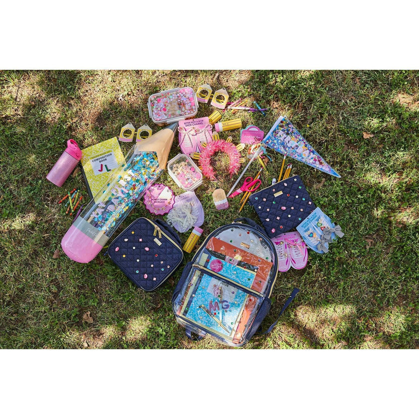 Denim and Multi-color Gemstones Lunchbox by Packed Party | Girl's Lunch Box with Anti-Microbial Lining