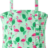Green Flamingo Ruched Swimsuit