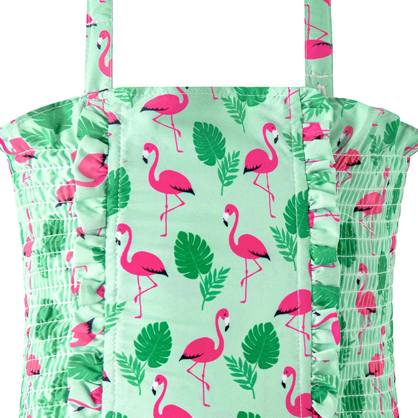 Green Flamingo Ruched Swimsuit