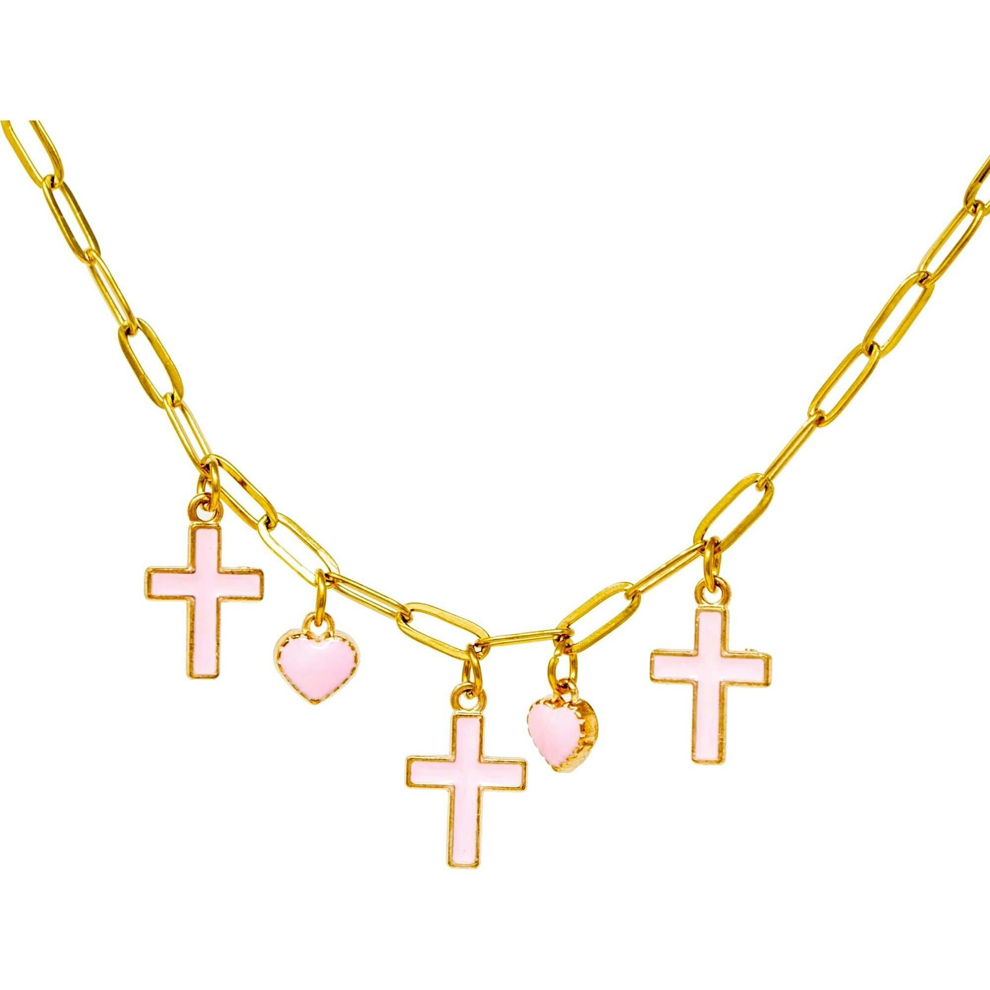 Cross & Heart Charm Necklace