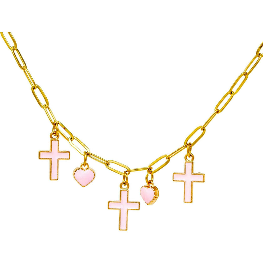 Cross & Heart Charm Necklace