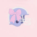 Football Helmets Pink - Drop Sleeve Sweatshirt with Varsity Stripes