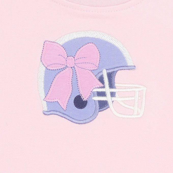 Football Helmets Pink - Drop Sleeve Sweatshirt with Varsity Stripes