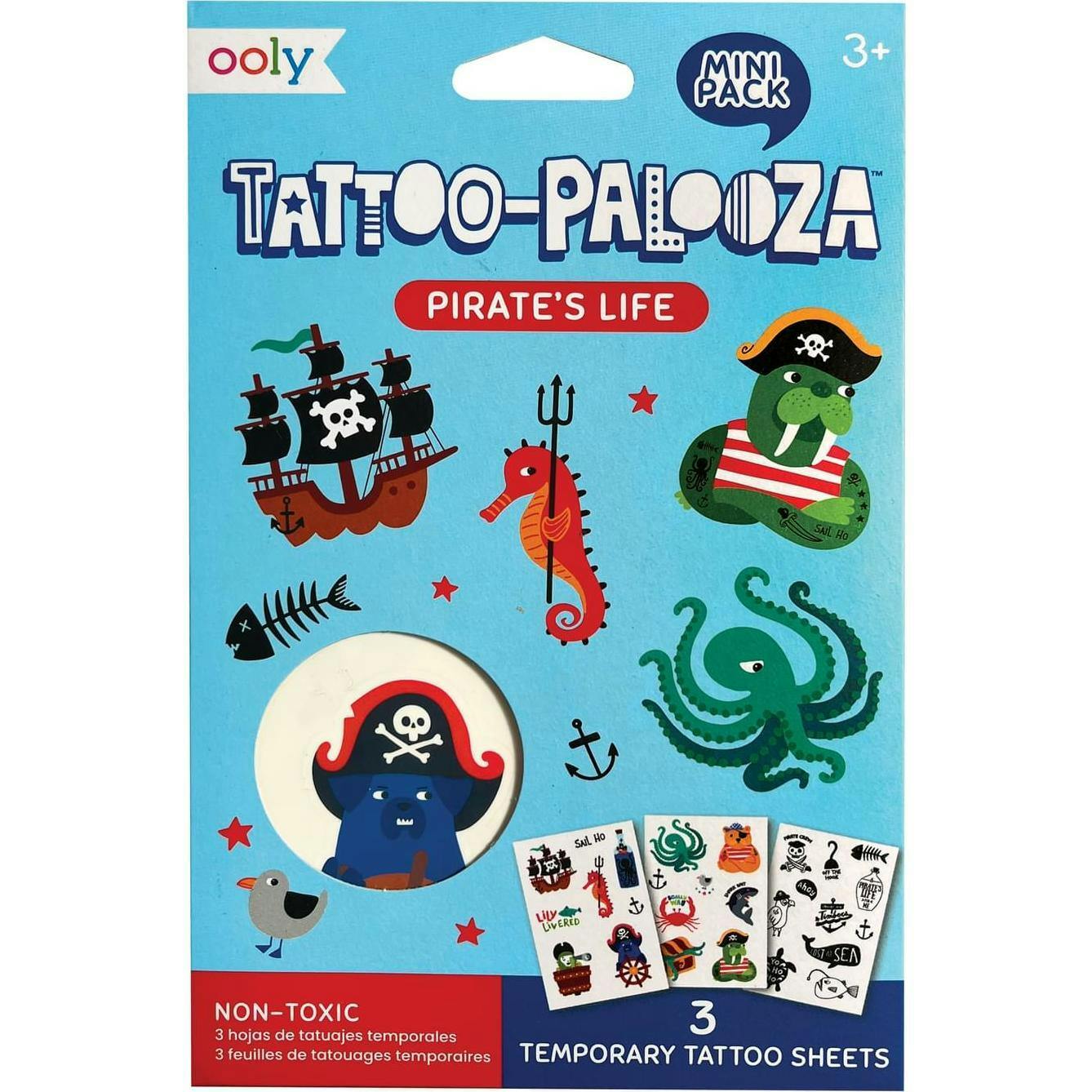 Tattoo Palooza Temporary Tattoos Mini Pack - Pirate's Life - 3 Sheets