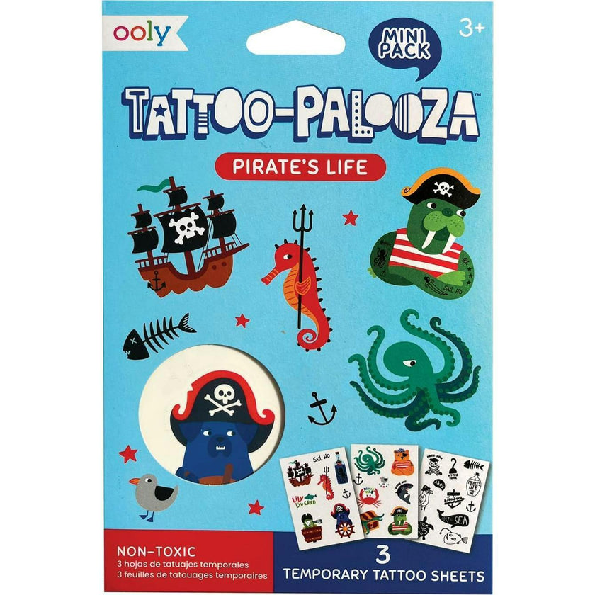 Tattoo Palooza Temporary Tattoos Mini Pack - Pirate's Life - 3 Sheets