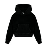 Tenly Cotton Fleece Cropped Kangaroo Pocket Hoodie