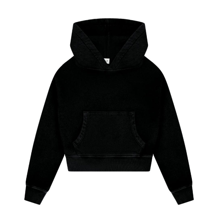 Tenly Cotton Fleece Cropped Kangaroo Pocket Hoodie
