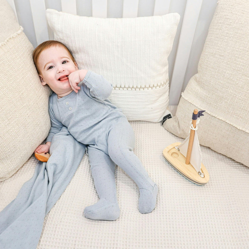 Simple Pointelle Footie and Beanie Set