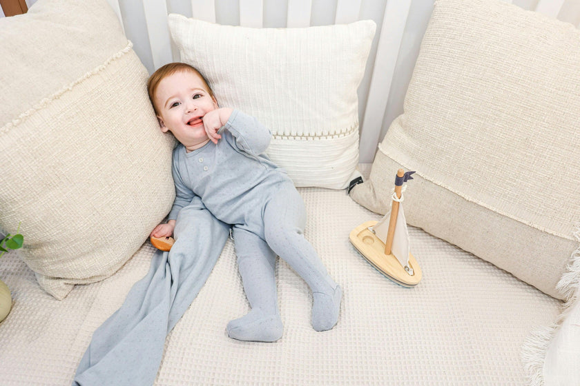 Simple Pointelle Footie and Beanie Set