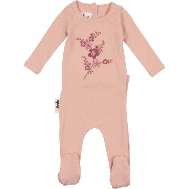 Floral Embroidered Footie